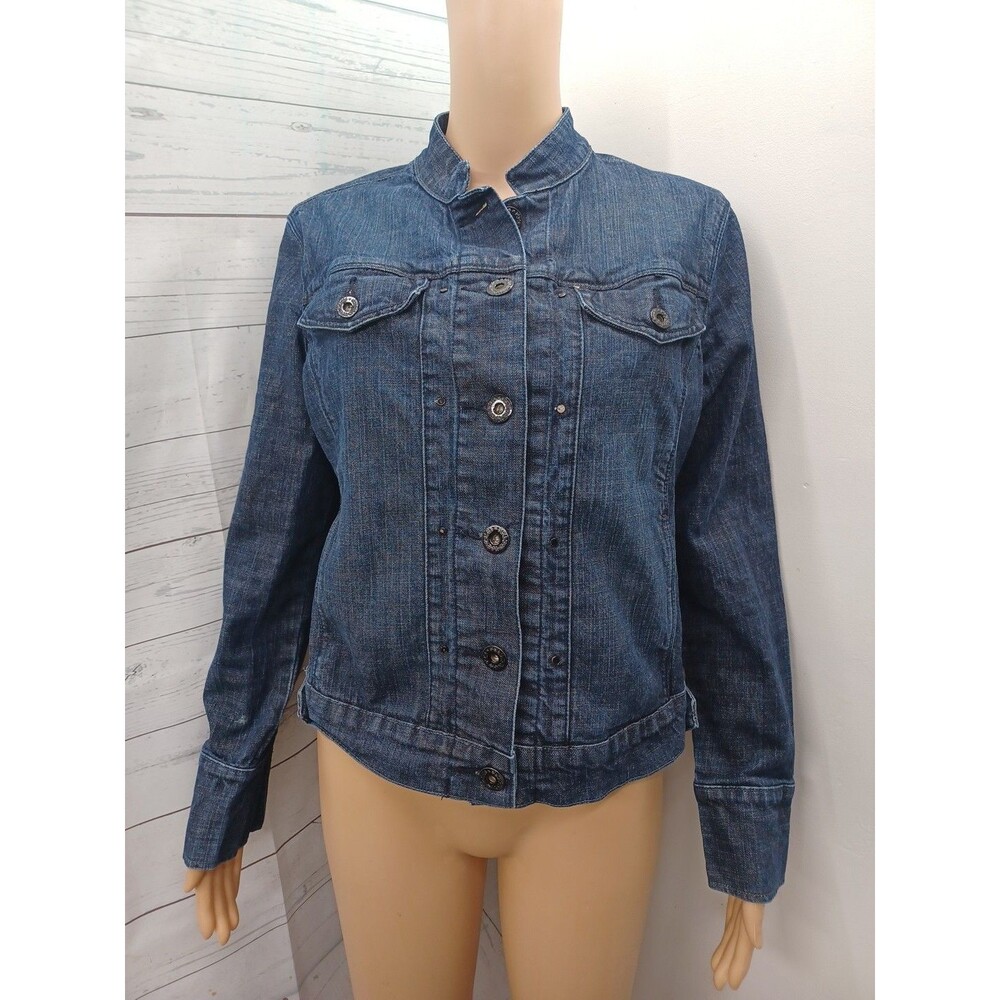 Womens Levi Strauss Signature Blue Jean Long Sleeve Jacket Mock Collar Sz M